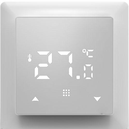 Термостат электронный с датчиком пола, белое стекло
