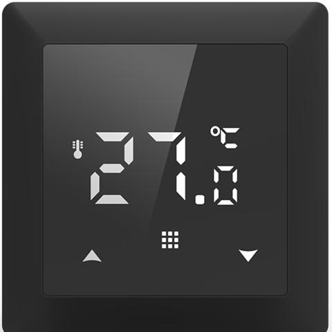 Термостат с датчиком пола с Wi-Fi, программируемый через приложение , черное стекло